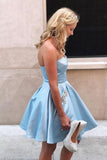 Sweetheart Strapless Sky Blue Short Homecoming/Party Dress with Pockets PD097 - Pgmdress