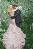 Sweetheart Tiered Train Organza Mermaid Wedding Dress with Beading WD160 - Pgmdress