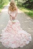 Sweetheart Tiered Train Organza Mermaid Wedding Dress with Beading WD160 - Pgmdress