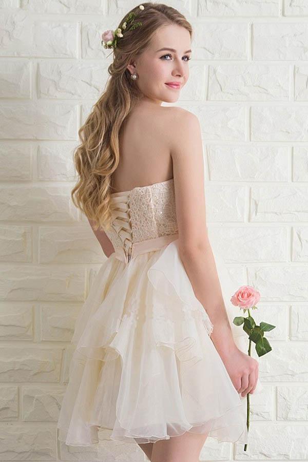 Sweetheart Tulle Lace Homecoming Dresses Short Prom Dresses PG173 - Pgmdress