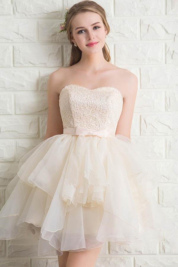 Sweetheart Tulle Lace Homecoming Dresses Short Prom Dresses PG173 - Pgmdress