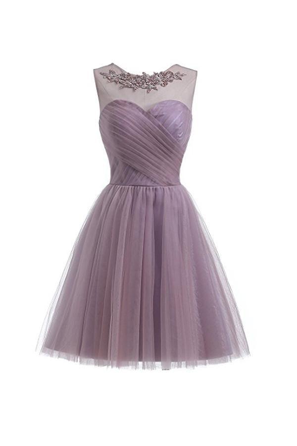 Purple Tulle Short Prom Dress, Simple Purple Homecoming Dress