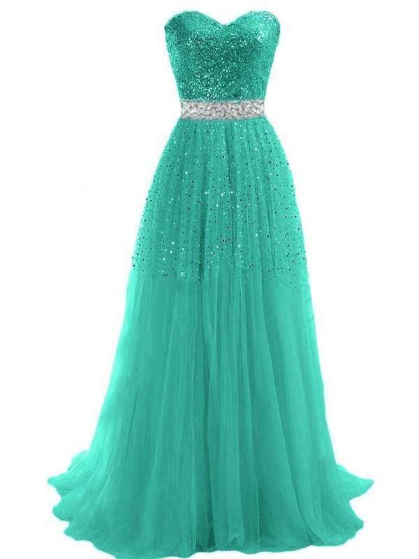 Sweetheart Tulle Long Prom Dress With Beading Sequins PG 210 - Pgmdress