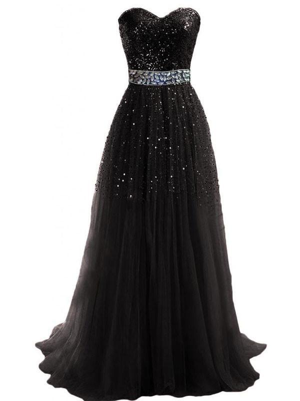 Sweetheart Tulle Long Prom Dress With Beading Sequins PG 210 - Pgmdress