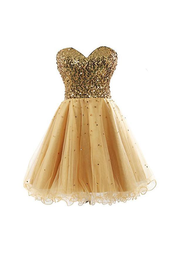 Sweetheart Tullle Sequins Homecoming Dress Short Prom Gown PG085 - Pgmdress