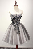 Robe de bal courte en tulle gris Robe de soirée Robe de cocktail PG130