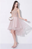 Tulle High Low V-neck Homecoming Prom Dress Sleeveless PD093