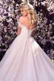 Tulle Off-the-shoulder Neckline A-line Wedding Dress With Beading WD215 - Pgmdress