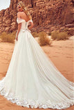 Tulle Off-the-shoulder Neckline Wedding Dress With Lace Appliques WD201 - Pgmdress