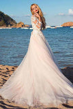 Tulle Scoop Neckline A-line Wedding Dress With Lace Appliques WD188 - Pgmdress