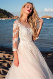 Tulle Scoop Neckline A-line Wedding Dress With Lace Appliques WD188 - Pgmdress
