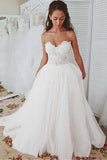 Tulle Sweetheart Neckline A-line Wedding Dresses With Lace Appliques  WD362