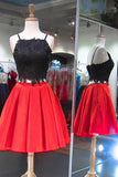Two Piece Black and Red Short Homecoming Dress Party Dresses PD128 - Pgmdress