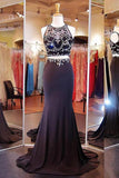 Two Piece Mermaid Black Prom Dresses Evening Dresses With Beading PG290 - Pgmdress