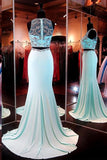 Two Piece Mermaid Blue Prom Dresses Evening Dresses With Beading PG289 - Pgmdress