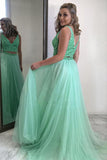 Two Piece Mint Green Chiffon Beading Long Prom/Evening Dress PSK036 - Pgmdress