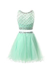 Two Piece Mint Tulle Homecoming Dresses Prom Dresses PG051 - Pgmdress