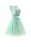 Two Piece Mint Tulle Homecoming Dresses Prom Dresses PG051 - Pgmdress