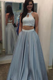 Two Piece Prom/Eveing Dress  A-Line Halter Floor Length Beading  PG533