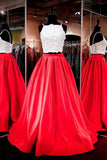Two-piece Square Neck Red  Prom Dresses Evening Dresses PG280
