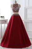 Two Pieces Burgundy Prom Dress Bridal Party Dresses PG 220