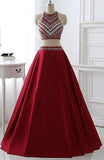 Two Pieces Burgundy Prom Dress Bridal Party Dresses PG 220 - Pgmdress