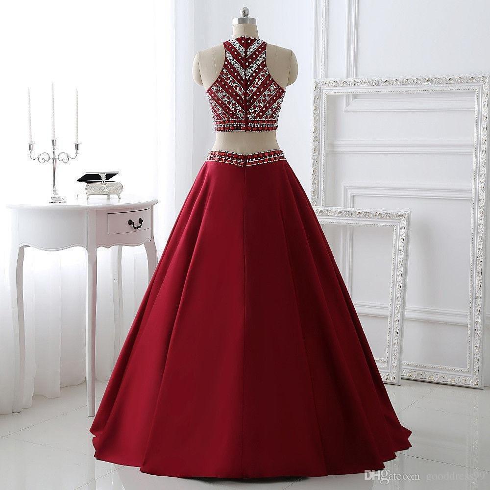Two Pieces Burgundy Prom Dress Bridal Party Dresses PG 220 - Pgmdress