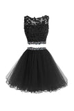 Two Pieces Prom Dresses Applique Short Homecoming Dresses PG036 - Pgmdress