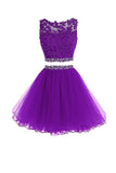 Two Pieces Prom Dresses Applique Short Homecoming Dresses  PG036