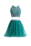 Two Pieces Tulle Short with Beaded Homecoming Dresses PG046 - Pgmdress