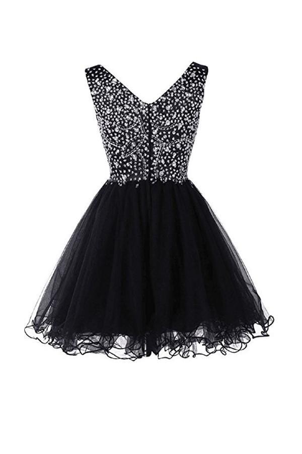 V-Neck Graduation Homecoming Dresses Beaded Tulle PG044 - Pgmdress