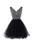 V-Neck Graduation Homecoming Dresses Beaded Tulle PG044 - Pgmdress