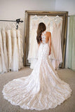 V Neck Mermaid Lace Wedding Dresses Bridal Gown With Sweep Train WD505 - Pgmdress