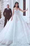 V-neck Neckline Ball Gown Wedding Dresses With Lace Appliques WD187 - Pgmdress