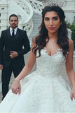 V-neck Neckline Ball Gown Wedding Dresses With Lace Appliques WD187 - Pgmdress