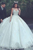 V-neck Neckline Ball Gown Wedding Dresses With Lace Appliques WD187 - Pgmdress