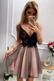 V-neck Short Homecoming Dresses  Beaded Short Formal Dress   PD395 - Pgmdress