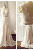 V-neck  Sleeveless Open Back Wedding Dress with Lace Sash PG200