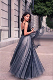 V-Neck Sleeveless Tulle Floor Length Evening Dress Prom Dress PG439 - Pgmdress