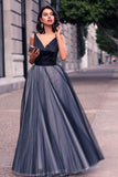 V-Neck Sleeveless Tulle Floor Length Evening Dress Prom Dress PG439 - Pgmdress