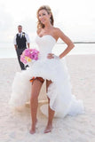 Vintage High Low Beach Weddign Dresses Strapless White Wedding Dresses WD297 - Pgmdress