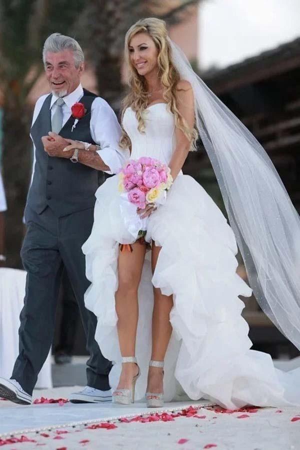 Vintage High Low Beach Weddign Dresses Strapless White Wedding Dresses WD297 - Pgmdress