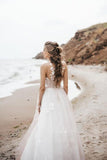 Vintage Lace Scoop Neckline A Line Tulle Wedding Bridal Dress WD531 - Pgmdress