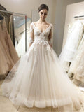 Vintage Lace Wedding Dresses Ball Gown with Long Sleeves WD320 - Pgmdress