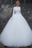 Vintage Satin High Collar Natural Waistline Ball Gown Wedding Dress WD190