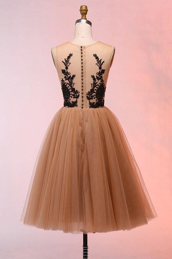Vintage Short Tulle Appliques Homecoming Dress Short Prom Dress PD298 - Pgmdress