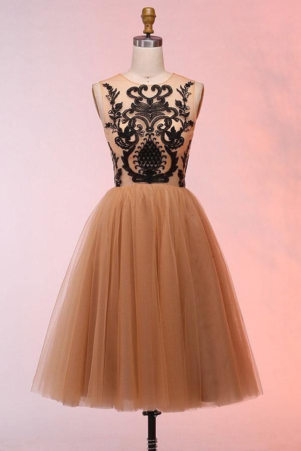 Vintage Short Tulle Appliques Homecoming Dress Short Prom Dress PD298 - Pgmdress