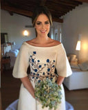 Wedding Dresses Bateau Embroidery Romantic Half Sleeve Bridal Gown WD483 - Pgmdress