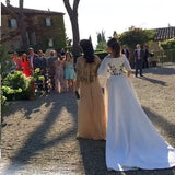 Wedding Dresses Bateau Embroidery Romantic Half Sleeve Bridal Gown WD483 - Pgmdress