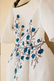 Wedding Dresses Bateau Embroidery Romantic Half Sleeve Bridal Gown WD483 - Pgmdress